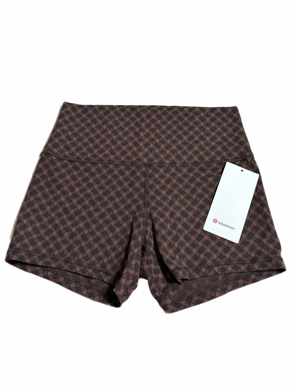 NWT Lululemon Align High-Rise Short 4”(Square Heart Jacquard Java Sequoia) 12